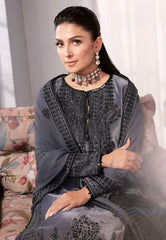 Swagiwear Asim Jofa - Velvet Dress with Pure Chiffon Embroidered Dupatta - 