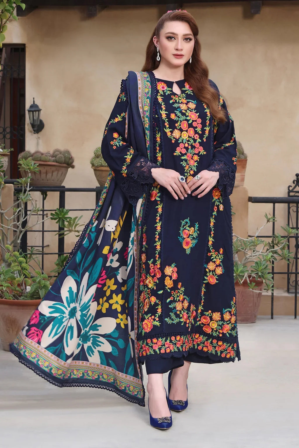Swagiwear Asim Jofa, unstitched 3 piece Lawn sequence embroidered suit - 