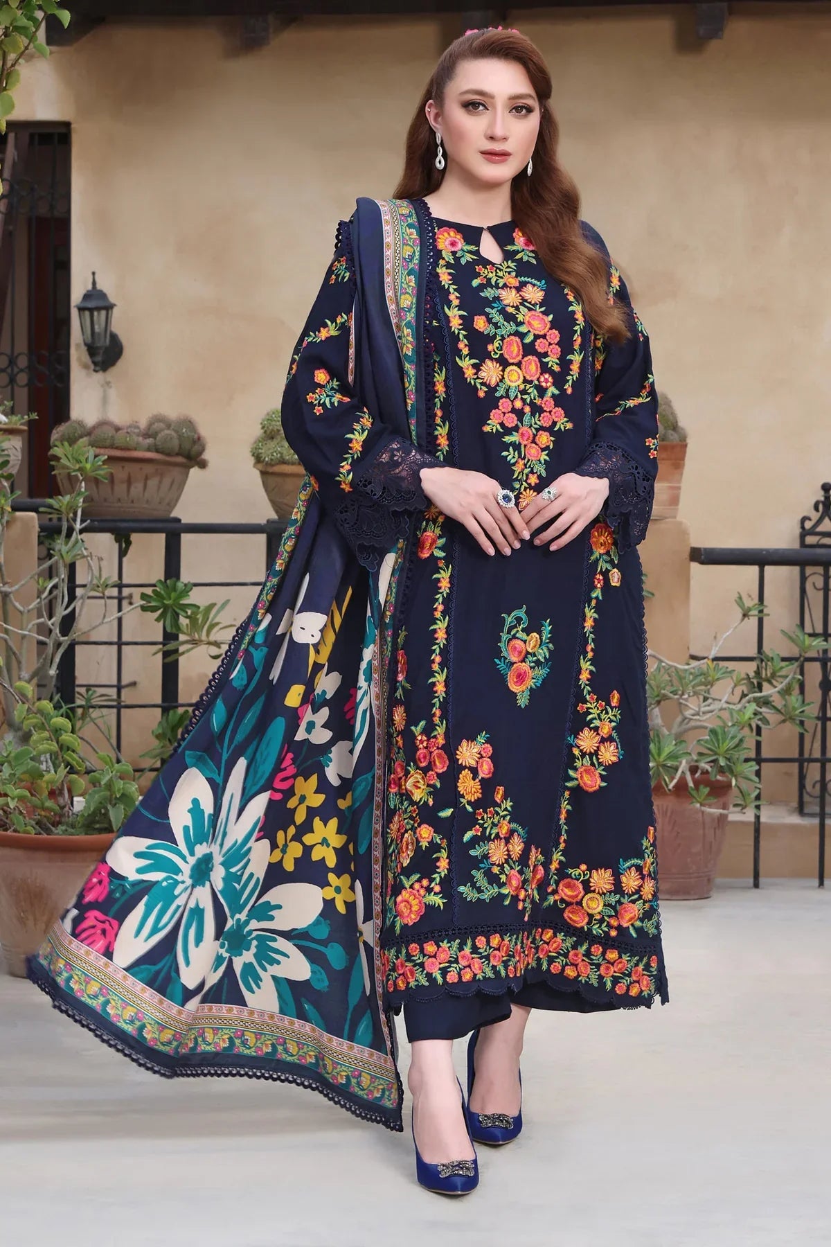 Swagiwear Asim Jofa, unstitched 3 piece Lawn sequence embroidered suit - 