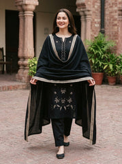 Agha Noor - Winter 3PC Dhanak Embroidered Suit - Sw1533
