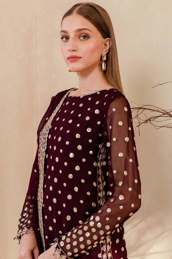 Swagiwear  Winter Unstitched 3PCs Embroidered Velvet Dress With Embroidered Organza Dupatta