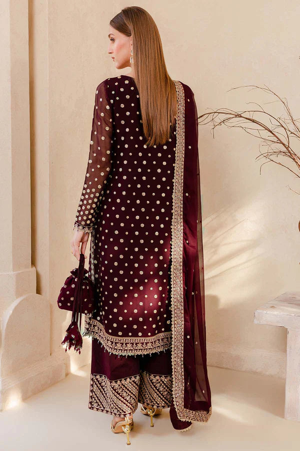Swagiwear  Winter Unstitched 3PCs Embroidered Velvet Dress With Embroidered Organza Dupatta