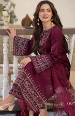 Swagiwear 3PCs Embroidered Lawn Dress With Organza Embroidered Dupatta 