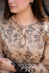 Swagiwear Jade - 3PC Dhanak Chickenkari Embroidered Suit - 