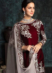 Swagiwear Jazmin - Embroidered Velvet 3-Piece Dress - 