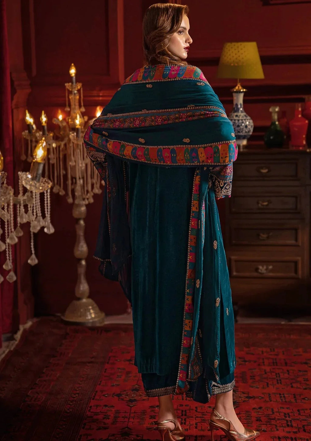 Swagiwear Asim Jofa - 3pc Embroidered Velvet Dress - 