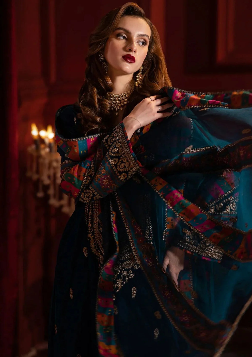 Swagiwear Asim Jofa - 3pc Embroidered Velvet Dress - 