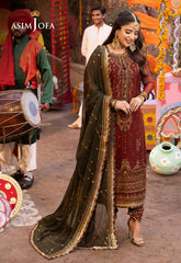 Asim Jofa, Unstiched 3 piece chiffon suit - Sw1543