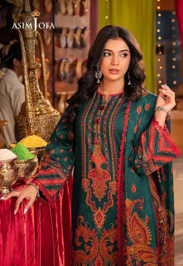 Swagiwear Asim Jofa - Winter 3PC Karandi Digital Print Dress - 