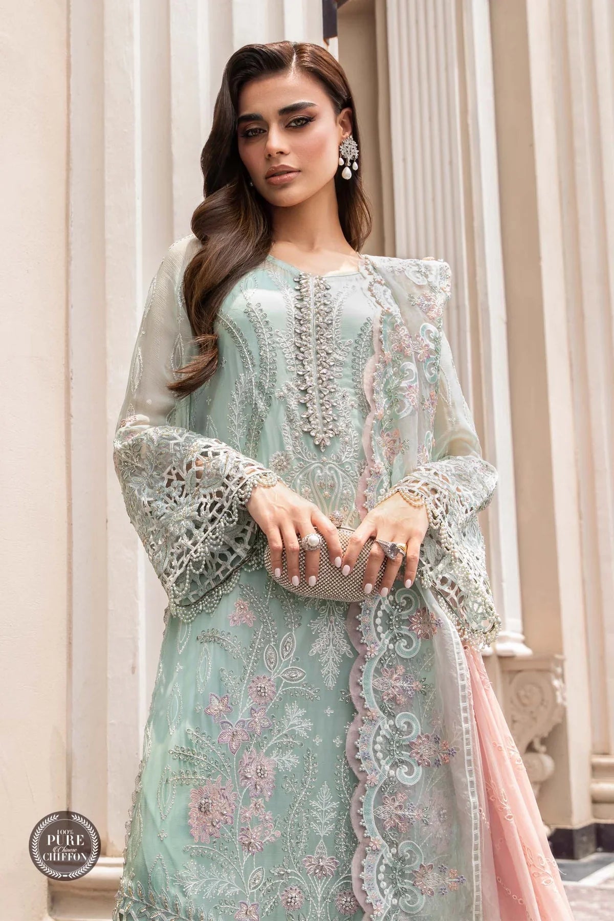 Swagiwear 3PC Organza Heavy Embroidered Shirt With Embroidered Organza Dupatta 