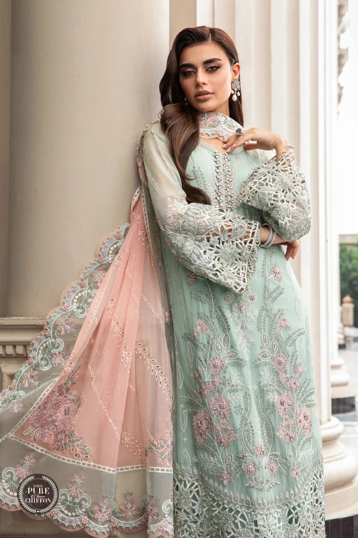 Swagiwear 3PC Organza Heavy Embroidered Shirt With Embroidered Organza Dupatta 