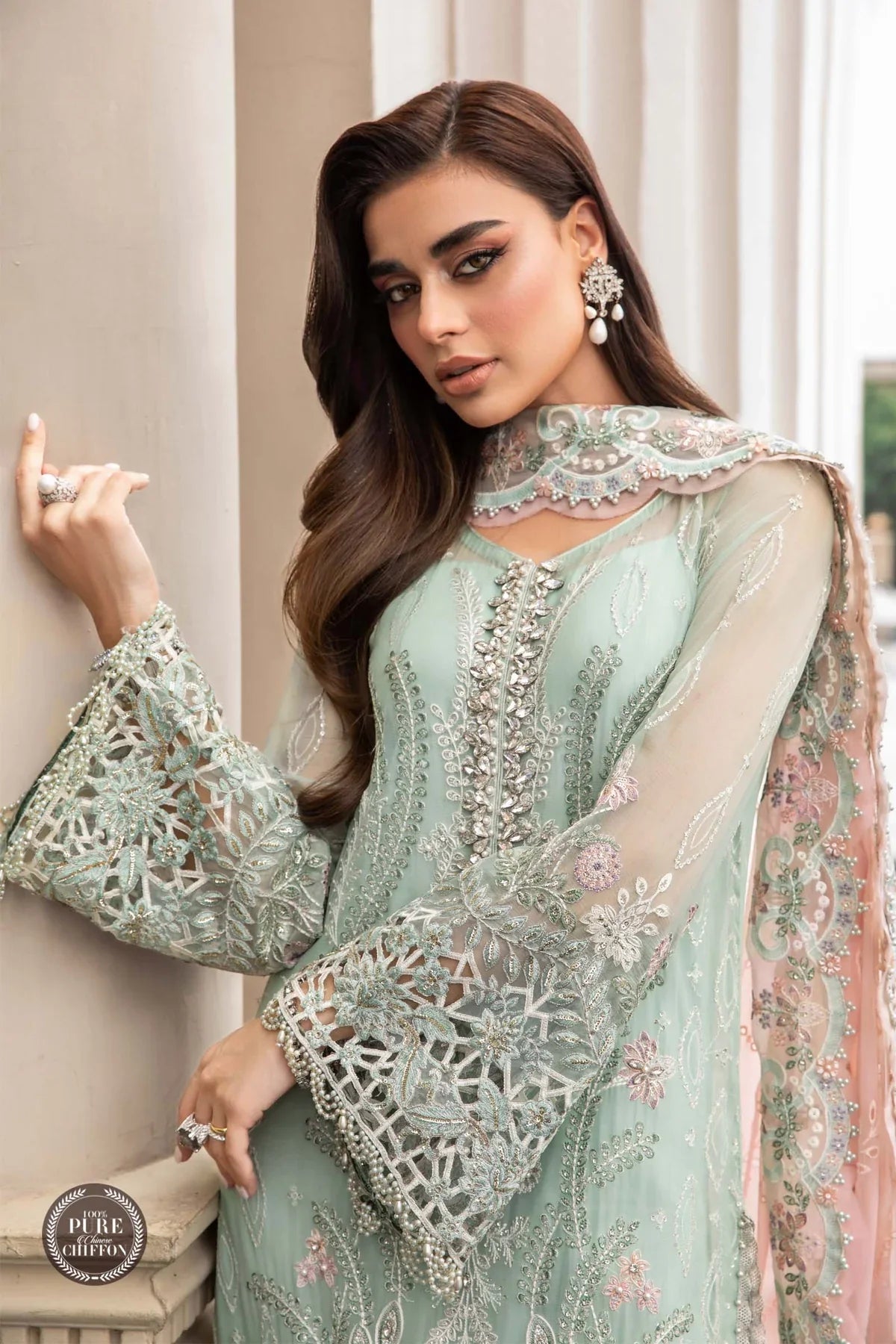 Swagiwear 3PC Organza Heavy Embroidered Shirt With Embroidered Organza Dupatta 