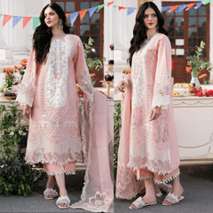 3 Piece Unstitched Heavy Embroidered Chickan Kari Lawn Suit ( Full Embroidered Organza Dupatta ) Sw926