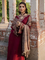 Swagiwear IZEL- DHANAK EMBROIDERED SHIRT WITH WOOL PRINTED SHAWL - 