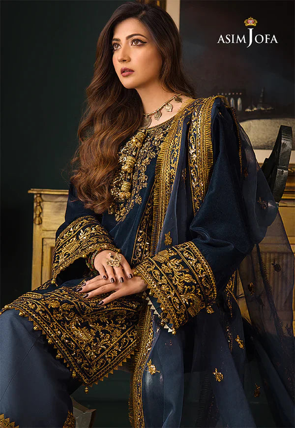 Swagiwear Asim Jofa - Embroidered Velvet 3piece suit - 