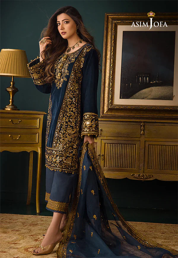 Swagiwear Asim Jofa - Embroidered Velvet 3piece suit - 