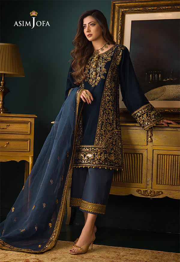 Swagiwear Asim Jofa - Embroidered Velvet 3piece suit - 