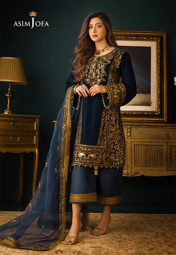 Swagiwear Asim Jofa - Embroidered Velvet 3piece suit - 