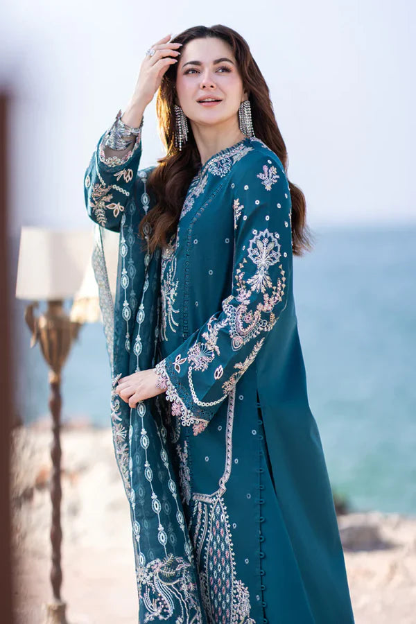 Swagiwear ZARA SHAHJAHAN Lawn 3-PIECE COLLECTION ORGANZA EMBROIDERED DUPATTA. 