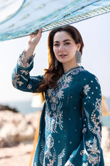 Swagiwear ZARA SHAHJAHAN Lawn 3-PIECE COLLECTION ORGANZA EMBROIDERED DUPATTA. 
