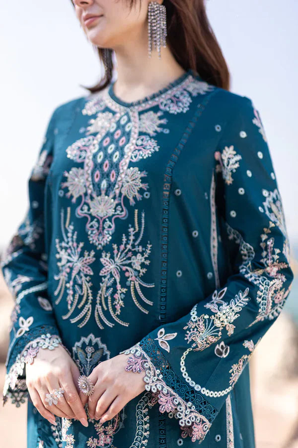 Swagiwear ZARA SHAHJAHAN Lawn 3-PIECE COLLECTION ORGANZA EMBROIDERED DUPATTA. 