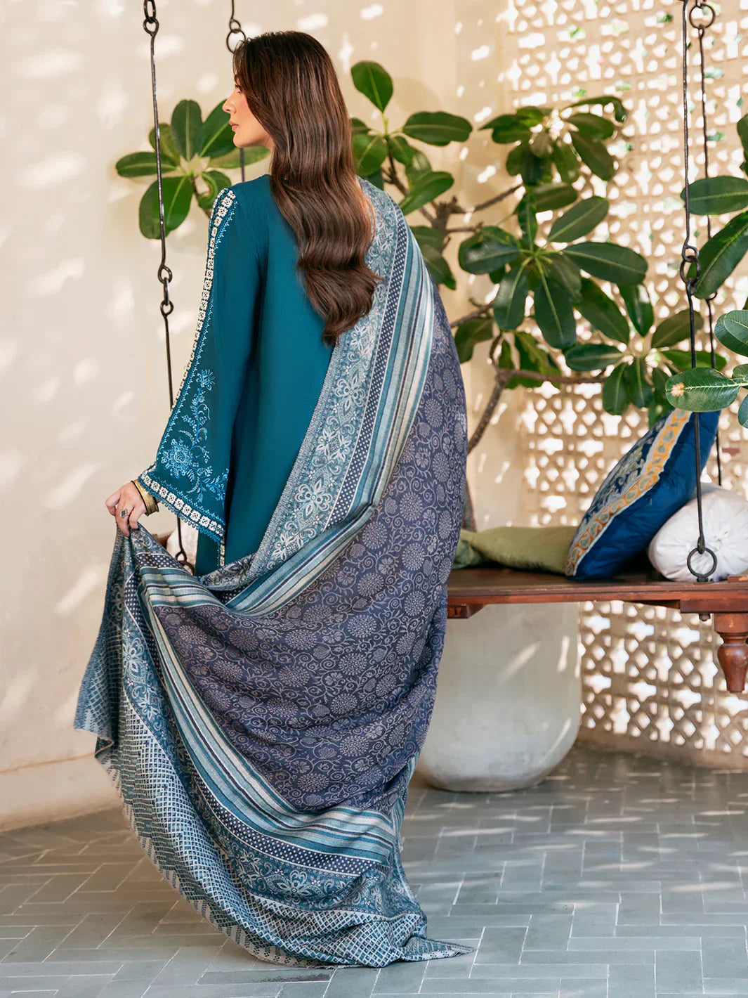 Swagiwear izel - Winter 3PC Dhanak Embroidered Suit - 