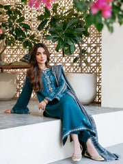 Swagiwear izel - Winter 3PC Dhanak Embroidered Suit - 