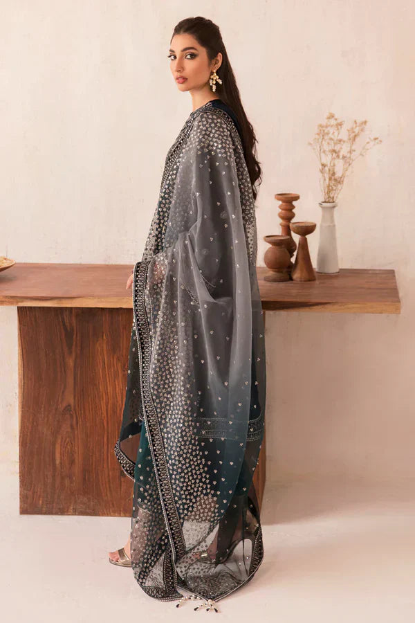 Swagiwear  Winter Unstitched 3PCs Velvet Embroidered Dress With Embroidered Organza Dupatta