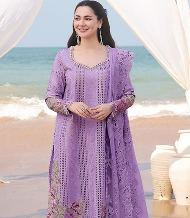 Swagiwear Qalamkar - 3PC Lawn Chikenkari Embroidered Shirt - 