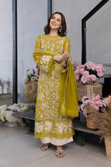 Azure -Embroidered 3pc Lawn dress with embroidered chiffon dupatta. Sw728