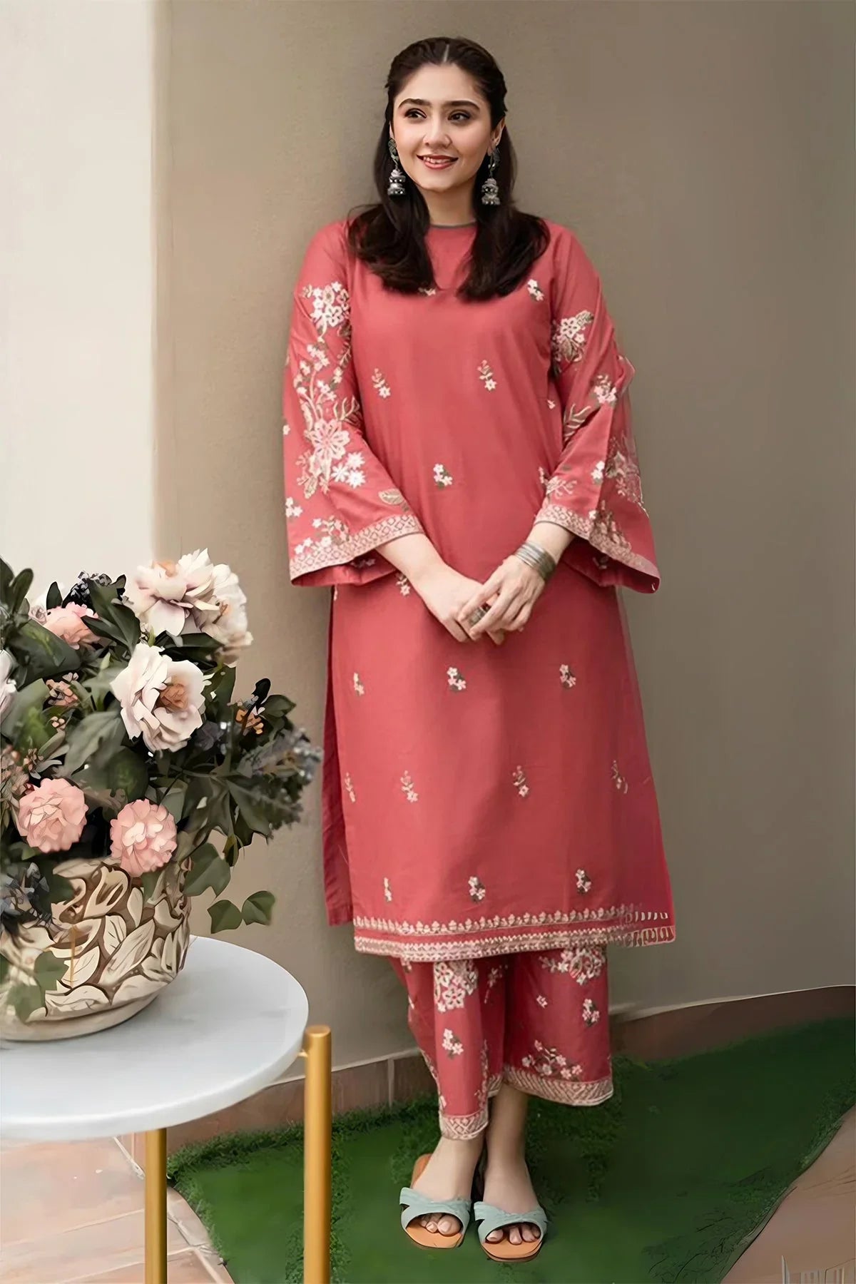 Swagiwear Zara shahjahan 2Pc Embroidered Lawn Suite With Fully Embroidered trouser 