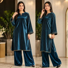 SwagiWear - 2PC Velvet chamki lining Velvet Suit - Sw1563