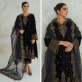 Swagiwear 3PCs Velvet Dress With Embroidered Organza Dupatta - 
