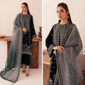 Swagiwear  Winter Unstitched 3PCs Velvet Embroidered Dress With Embroidered Organza Dupatta