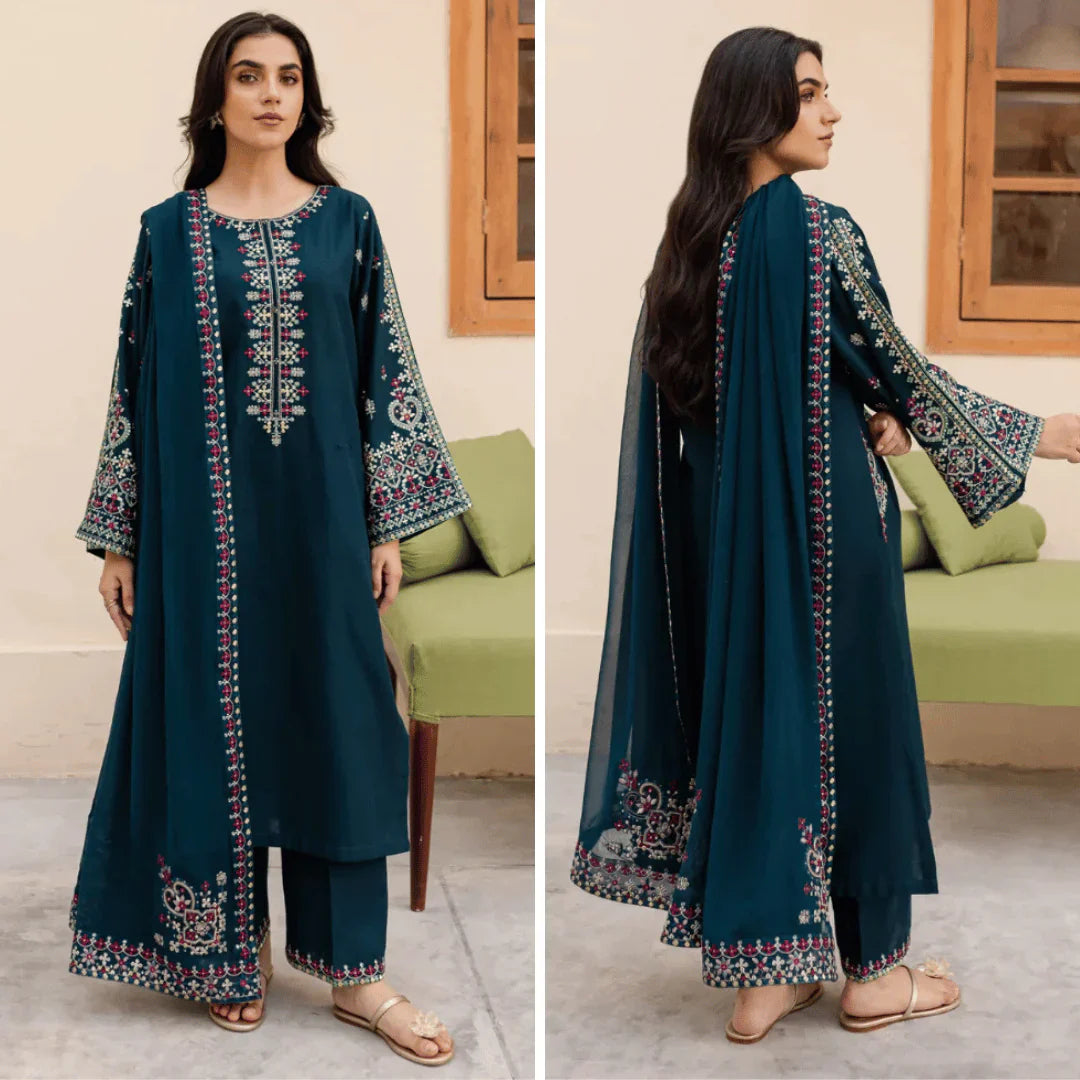 Swagiwear Sapphire 3PC Lawn Embroidered Suit 