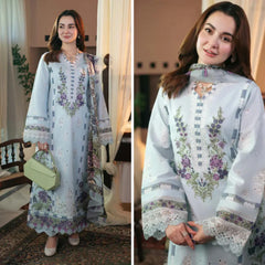Swagiwear Qalamkar - 3PC Lawn ChickenKari Embroidered Suit - 