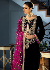 Swagiwear  Winter Unstitched 3PCs Velvet Dress With Embroidered Organza Dupatta