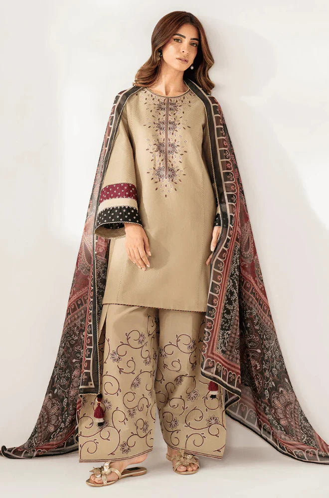 Swagiwear Jazmin - Winter 3PC Dhanak Embroidered Suit - 