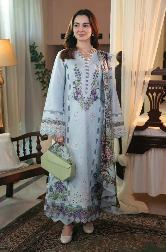 Swagiwear Qalamkar - 3PC Lawn ChickenKari Embroidered Suit - 