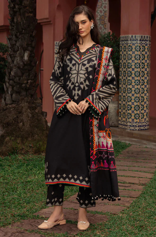 Swagiwear Charizma - Winter 3PC Karandi Digital Print Dress - 
