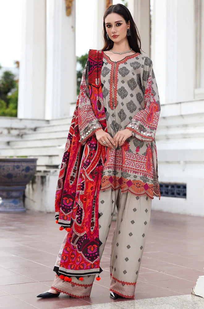 Swagiwear Charizma - Winter 3PC Karandi Digital Print Dress - 