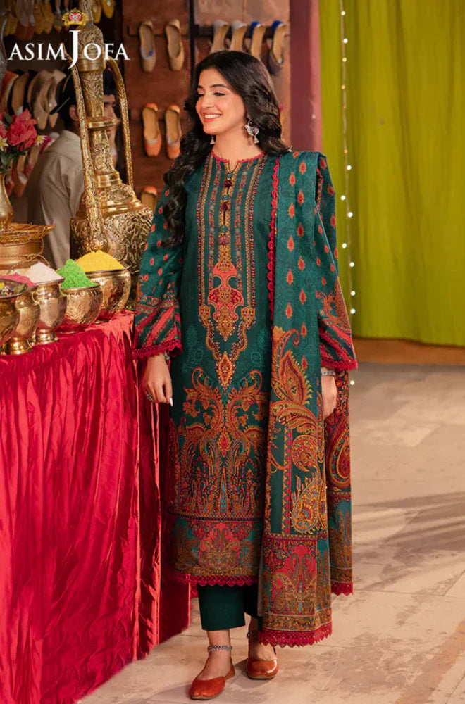 Swagiwear Asim Jofa - Winter 3PC Karandi Digital Print Dress - 
