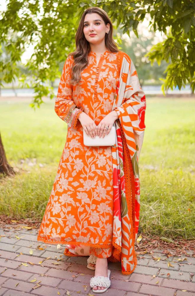 Swagiwear Sapphire - Winter 3PC Karandi Digital Print Dress - 