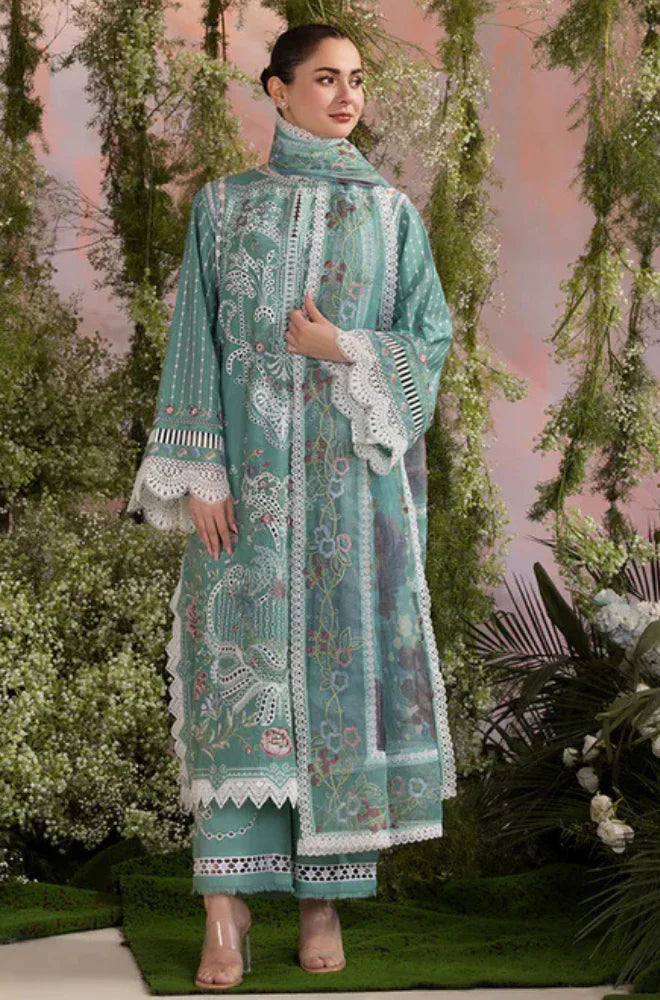 Swagiwear Sobia Nazir - Summer 3PC Lawn ChickenKari Embroidered Suit - 