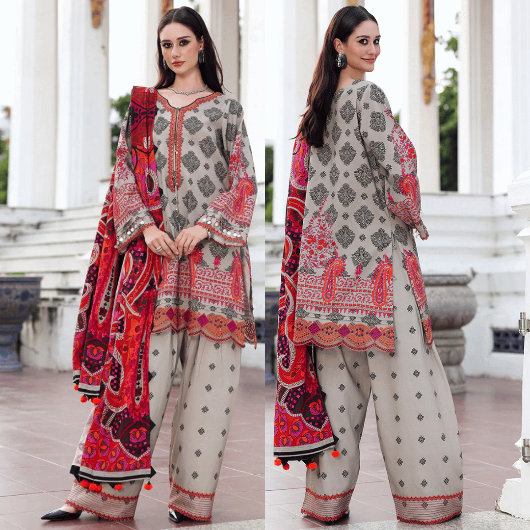Swagiwear Charizma - Winter 3PC Karandi Digital Print Dress - 