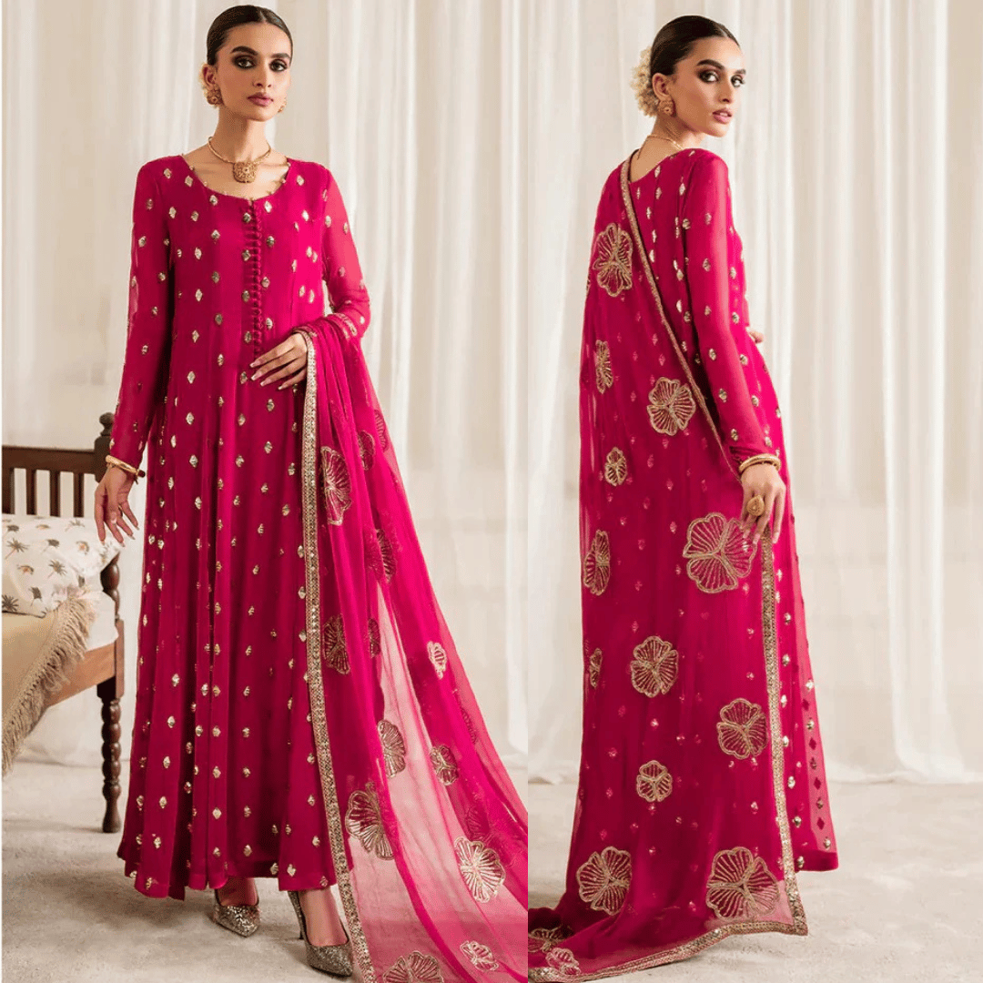Swagiwear Iznik - Chiffon 3 Piece Sequin Embroidered Dress - 