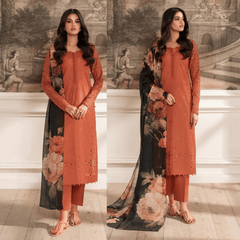 Swagiwear iznik Chilenkari Embroidered Dhanak Three Piece - 