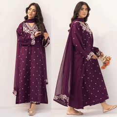 Swagiwear Dyot - Winter 3PC Dhanak Embroidered Suit - 