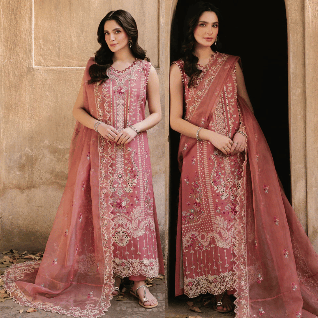 Swagiwear Hussain Rehar - 3PC Lawn Embroidered Suit - 
