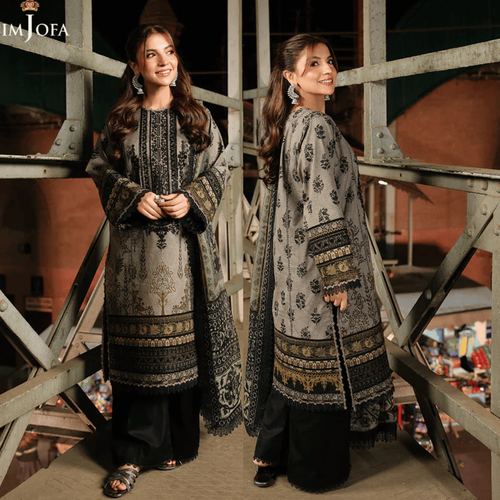 Swagiwear Asim Jofa - Winter 3PC Karandi Digital Print Dress - 